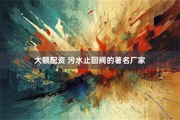 大额配资 污水止回阀的著名厂家